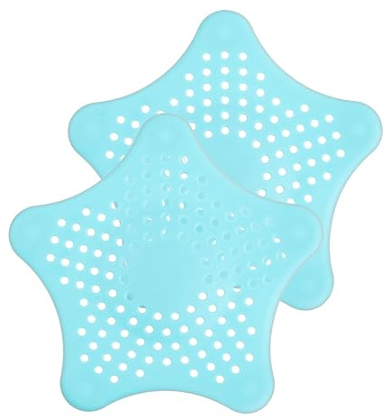 Coladores TPR para drenaje del fregadero, 15,5 x 13,5 cm, 2 piezas tapones de protección de desagüe, Azul, fuerte sujeción con 5 ventosas, deja los desagües de la cocina sin residuos, Coladore desagüe
