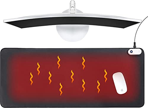Yangers 80x33cm Uppvärmd musmatta Automatisk avstängning Varm skrivbordsplatta 3 Värmenivåer Bordsmatta Elektrisk filt Mouse Pad för PC Tangentbord Bärbar dator Kontor och hem