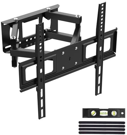 GRIFEMA GB1006-4 Support Mural TV 26-65 Pouces, Fixation Murale TV Contenir Jusqu'à 35KG, Accroche Television Mural Orientable,Inclinable et Extensible, Max Vesa 400x400mm pour Plat/Incurvé