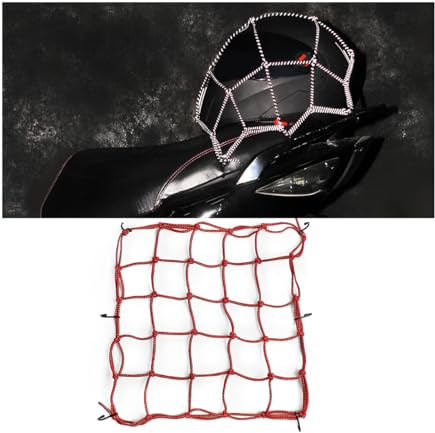 CGEAMDY Di Sicurezza Elastica La di Sicurezza per Motocicletta, Rete Portapacchi per Moto E Bici con 6 Ganci, Casco della Bici Moto Bici Elastico Reti per Bagagli Moto Pratico Bungee Net(Rosso)