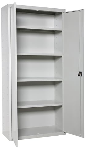 Simon Rack Armario Metálico con Llave para Garaje, 4 Estantes, 2 Puertas, 1800x1000x400 mm, Gris - Simonlocker