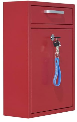 VORVIL Buzón Negro montado en la Pared, buzón Exterior de Acero galvanizado con Llaves, buzón Grande para el hogar, la Oficina y la Escuela