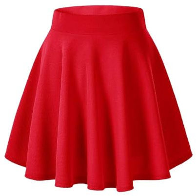 Cegerne Mujer Niña Mini Falda Skater Acampanada Falda Casual Colegial Falda Tenis Falda Plisada, Rojo, XL