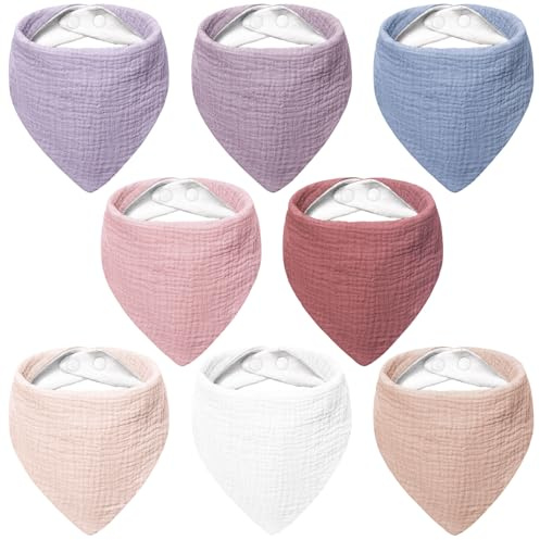 Bearmoss Lätzchen Baby Dreieckstuch Baby Musselin Halstuch Baby für Junge und Mädchen,100% Baumwolle Halstuch Baby Verstellbare 8 Stück (Sommer-Beere)