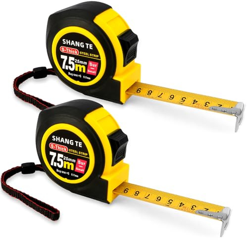 2 Pack Tape Measures(25 FT) Easy to Read Digital Retractable Steel Measuring Tapes 25 FT Heavy Duty Meter Tape Measure with Fractions Home Carpenter Craftsman Lineman Measure Tools Cinta Metrica