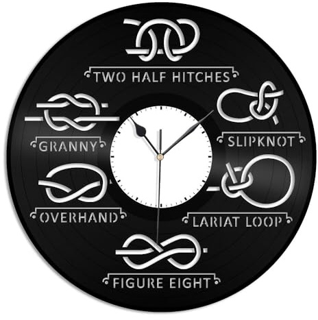 Horloge murale en vinyle avec nœuds marins - Décoration d'intérieur - Style vintage - Pour bureau, bar, chambre