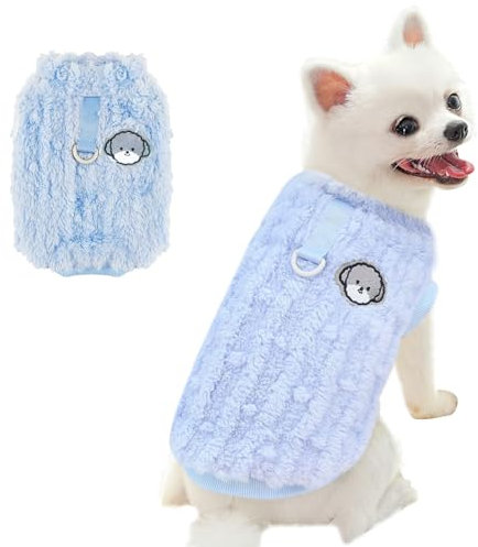 Hyran Hundepullover, Winter Warmer Hunde Pullover, für Kleine Mittelgroße Hunde und Katzen (Bleu, M)