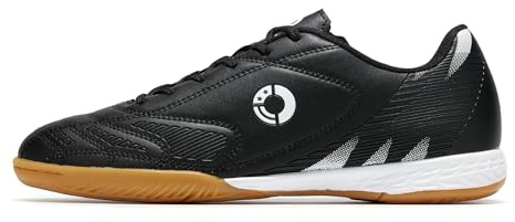 LEOCI Scarpe da calcio indoor da uomo per adulti, scarpe da futsal in gomma per atletica, suola piatta, ginnastica da allenamento, Nero , 43 1/3 EU