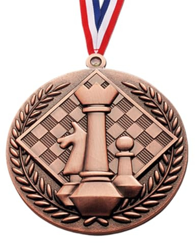 Genérico Medallas de Bronce Oro Plata,Medallas para Niños - Medallas del del Ganador en Relieve Medallas del de ajedrez | Trofeo Presente Cuadro de Medallas s con cordón para ajedrez