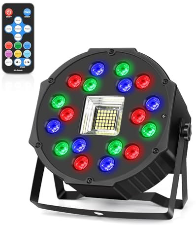 MOSFiATA Partylicht RGB LED Par Scheinwerfer Stroboskoplicht 2 in 1 Bühnenlicht Discolicht für Partys Disco DJ Hochzeiten Halloween Weihnachten
