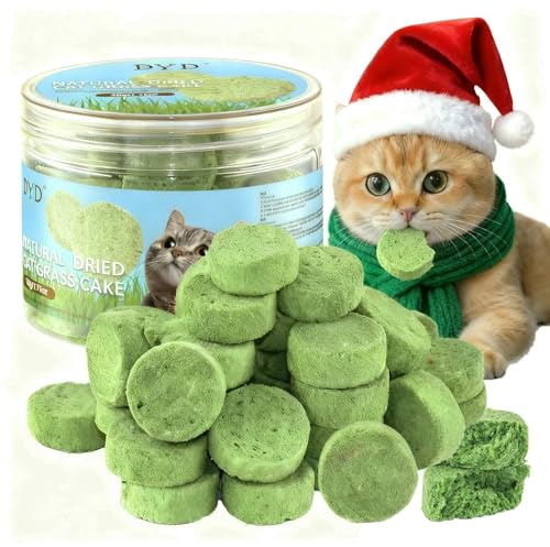 DYD Freeze Dried Cat Treats with Cat Grass, Chicken & Egg – Natural Hairball Control Snacks for Digestion & Appetite Stimulation – Healthy Snack for Cats (50g)