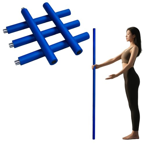 yoga stick is made of sturdy steel that is 5 feet high and an adjustable stretching stick, providing flexibility, agility, and balance. Covered with thick and comfortable foam layer (Blue)