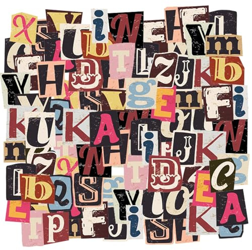 104Pcs Retro Stickers,Self Adhesive Alphabet Letter Stickers for Scrapbook | Scrapbook Supplies,Scrapbook Stickers,Mini Stickers for Travel Scrapbook,DIY Initial Letters,Cool Stickers for Journals