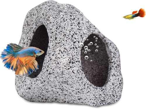 BEGONDIS Aquarium Rock Cave Hideaway for Fish and Aquatic Pets, Breeding Shelter Decoration, Ceramic Fish Tank Ornaments, Decor Stone for Betta (Style-1)