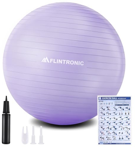 flintronic Yoga Ball, Anti-burst Yoga & Fitness Ball, 55cm Extra Thick Exercise Pregnancy Balls with Hand Pump for Labour, Pilates, Fitness, Stability