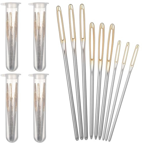 Molain 36Pcs Yarn Needle, 3 Size Carbon Steel Sewing Needles Darning Needle Crafting Tool for Crochet Finishing (2.76in /2.36in /2.05in)