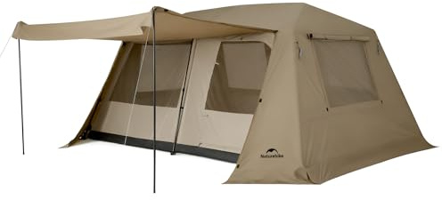 Naturehike Village Lite campingtält 4–8 personer familjetält med 60-talet snabbmonterad, vattentätt dubbelskikt tunneltält för camping och trädgård