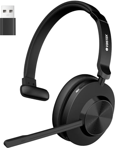 Voistek Auriculares Bluetooth mono con micrófono, auriculares inalámbricos de una oreja con micrófono con cancelación de ruido
