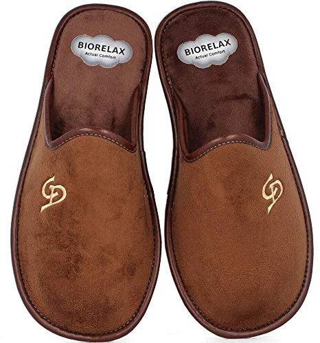 Zapatillas Biorelax - Zapatillas Casa Cuero - Cuero marrón Tostado, 42