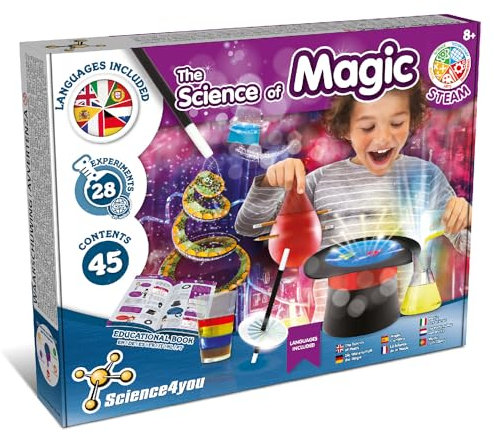 Science4you Die Wissenschaft der Magie - Zauberkasten für Kinder mit 28 Zaubertricks - Zauberkiste für Kinder mit Zaubertrank und vieles mehr! Zauberspiele und Gechenk für Kinder ab 8 Jahre, Mittel