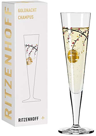 Ritzenhoff 1071014 Copa de champán 200 ml - Serie Goldnacht No. 14 - Noble pieza de diseño con oro auténtico - Made in Germany