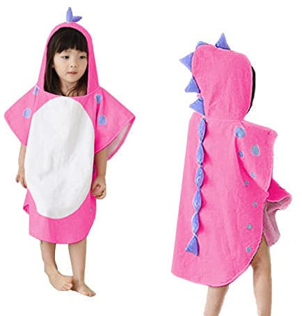 Verve Jelly Poncho de Toalla con Capucha para niños | Bata cambiadora de algodón | Poncho de Toalla con Capucha para niños y niñas, Ideal para Vacaciones, natación, Surf, Playa, baño (Rosa)