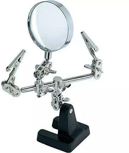 Supporto Terza Mano per modellismo saldature di precisione con pinzette e lente di ingrandimento 60 mm pinze a coccodrillo