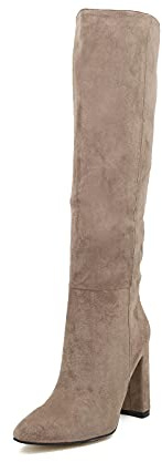 QUEEN HELENA Stivali Alti al Ginocchio a Punta Eleganti Casual con Tacco Semplici Comodi Senza Chiusura Donna K2010 (K2028 Khaki, numeric_37)