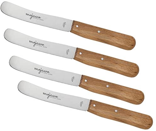 Mojawo® 4 Stück Scharfes Frühstücksmesser Tafelmesser Buttermesser Buckelsmesser Rostfreie Qualität aus Solingen