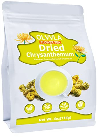Olvvla - Chrysanthemum Tea - 4oz/114g - Top Grade Natural Dried Fetal Chrysanthemum Flowers - Health Tai Ju Herbal Tea - Caffeine-free