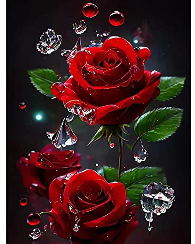 DAERLE Diamond Painting Gefrorene Rose - Diamant Painting für Erwachsene und Kinder - DIY Cross Stickerei Malerei Kit - Wand Dekor 30x40cm