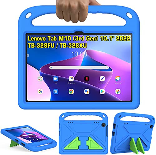 GOZOPO Kinder Hülle für Lenovo Tab M10 (3. Gen) Tablet 10.1 TB-328FU/TB-328XU, mit Standfunktion, Robust Stoßfest Schutzhülle [PASST NUR M10 3. Gen TB-328FU/TB-328XU] - Blau