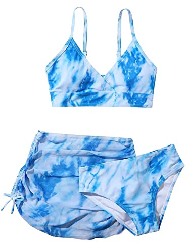 riou Bikinis Niña 2023 Baratos Halter Bikini 8 años 14 años Cintura Alta Vintage Cuello en V BañAdores Swimwear Sujetador y Braguitas Bikini Sets de Tres Piezas Swimsuit Talla Grande Vikinis