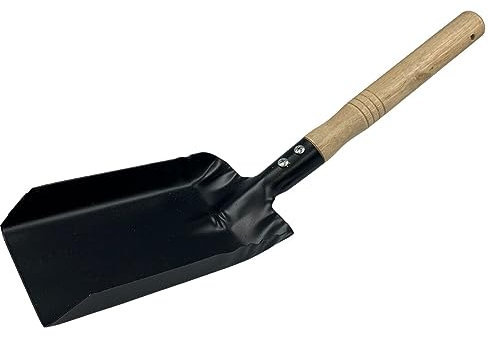 Unibos 9 Coal Strong Metal Coal Shovel with Wooden Handle | Wide Metal Shovel Fireside Dust Ash Pan | Large Coal Scoop to Easily Collect Coal, Ashes, Dust, Wastes Indoor Outdoor Multipurpose