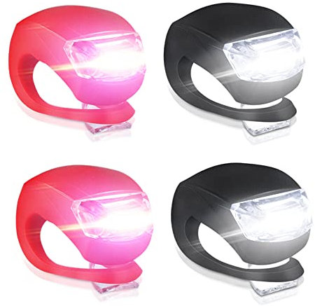 4 Stück Kinderwagenlicht Silikon: Wasserdichte LED Silikonleuchten, Kinderwagen Licht mit Heller LED & 3 Leuchtfunktionen,kinderwagenlicht für Outdoor, Läufer