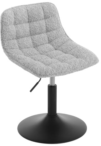 WOLTU Tabouret de Coiffeuse, Chaise de Maquillage Pivotante avec Dossier et Réglable en Hauteur, pour Salon, Chambre à Coucher, Salle à Manger, Bureau à Domicile, Chenille, Gris