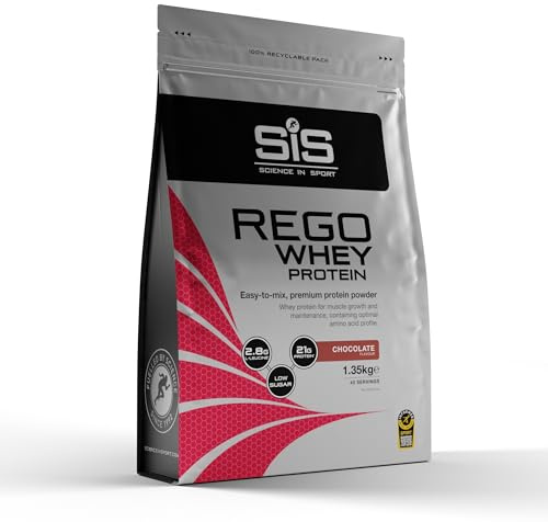 Science in Sport Rego Whey Protein 1,35kg Chocolate - Bebida regeneradora en polvo con carbohidratos, proteínas, electrolitos, vitaminas y minerales, Ayuda a entrenar eficazmente, 100% whey