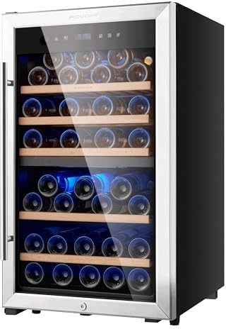 FOVOMI Wine Fridge,52-bottle Wine Cooler Refrigerators Freestanding Wine Refrigerator,(Bordeaux 750ml) Dual Zone Compressor Wine Chiller