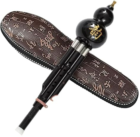 Trärörsinstrument, nationella musikinstrument Bambu Hulusi kinesisk handgjord Hulusi svart kalebass Cucurbit Flöjt Etniskt musikinstrument Key Of C/B med fodral for nybörjare musikälskare(Blue)
