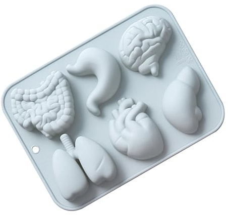 Stampo in silicone per, a forma di organo | fondente per cuore, cervello, stomaco, fegato, intestino, polmone - Stampo fondente al cioccolato a 6 cavità per decorazione