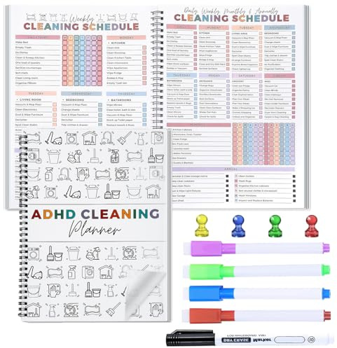 Cleaning Planner, Cleaning Schedule and Checklist Organizer, Daily Weekly Monthly Household Cleaning Planner, Chore Chart Notebook for Home, Family Cleaning Tasks, DIY Home Improvement, Editable Template