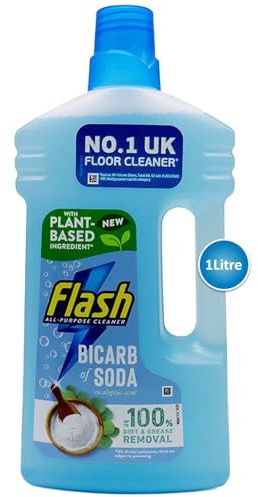 Flash All Purpose Multi-Surface Floor & Kitchen Cleaner Crisp Lemon, Cherry Blossom & Lavender Cuts Grease, Removes Dirt, Leaves Fresh Scent No Bleach, Streak-Free Blue - 1 Pack (1L)
