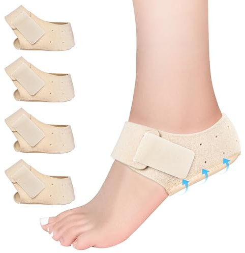 EASICUTI Plantar Fasciitis Gel Heel Protectors, 2 Pairs Heel Cups for Heels Spur Achilles Tendinitis Pain Relief Dry Cracked Heel Support Cushion Inserts Pads (Beige, L:Women 9.5-13 / Men 8.5-14)