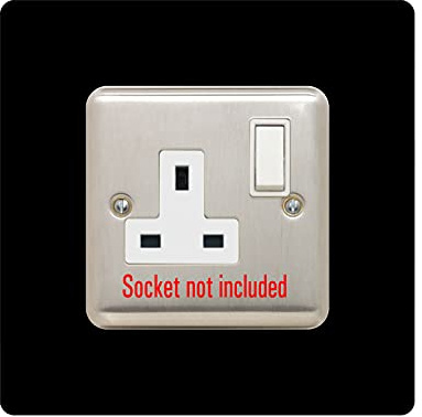 Single Socket Surround | Square | Acrylic Back Panel or Finger Plate | Light Switch Plug, Colour:Black