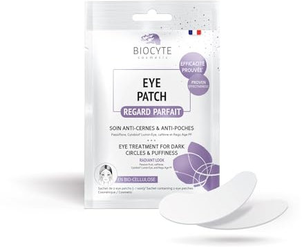 BIOCYTE Eye Patch - Patch pour le Contour des Yeux - Soin Anti-Cernes et Anti-Poches - A base de Passiflore, Cytobiol, Regu Age Pf, Caféine et en Biocellulose - Sachet de 2 Patchs