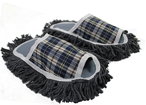 Rotfuchs Staubtuch Hausschuhe Putz-Hausschuhe Mop-Schuhe in grau weiß mit reinigender Baumwolle-Sohle, Size 40-43 Unisex R-161