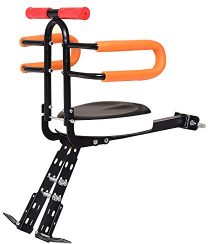 Together-life Front Mounted Child Bike Seats, Foldable Baby Kids' Bicycle Carrier with Guardrail and Pedal for Mountain Bikes, Hybrid Bikes, Fitness Bikes Type C