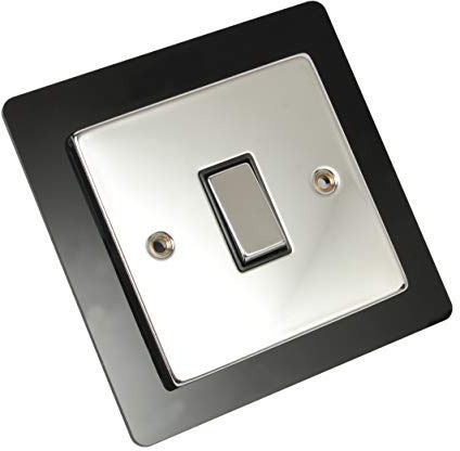 Single Double Light Plug Socket Switch Surround Finger Plate Acrylic (Black, Single)