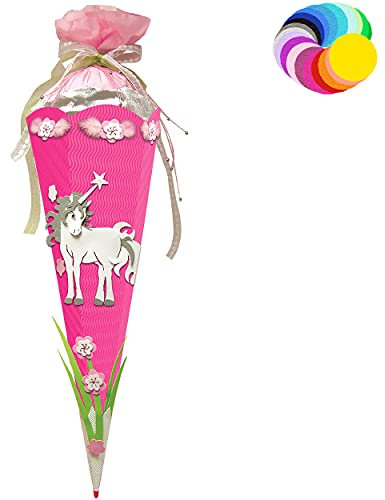 alles-meine.de GmbH Bastelset - Schultüte Farbe & Größe wählbar 70/85 / 100 cm - Einhorn - Farbe frei wählbar - Bastelschultüte - Zuckertüte zum selber Basteln Bemalen Bekl..