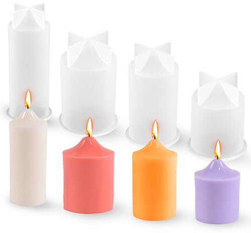 kerzenformen zum gießen 4 Stück kerzenform silikon DIY Stumpen Kerzen Formen Silikon Zur Herstellung von Hochzeitskerzen, Festtagskerzen, Jubiläumskerzen (Sty 2)